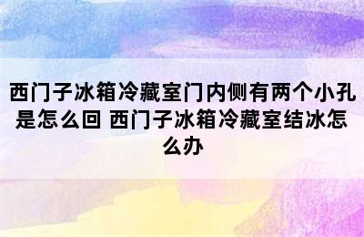 西门子冰箱冷藏室门内侧有两个小孔是怎么回 西门子冰箱冷藏室结冰怎么办